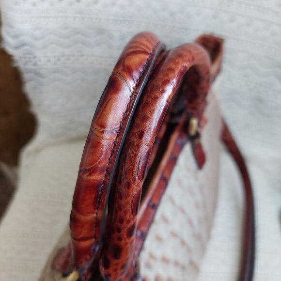 Brahmin Mini Arno Satchel Bag Champagne Gold & Pecan Brown Melbourne - Picture 6 of 15